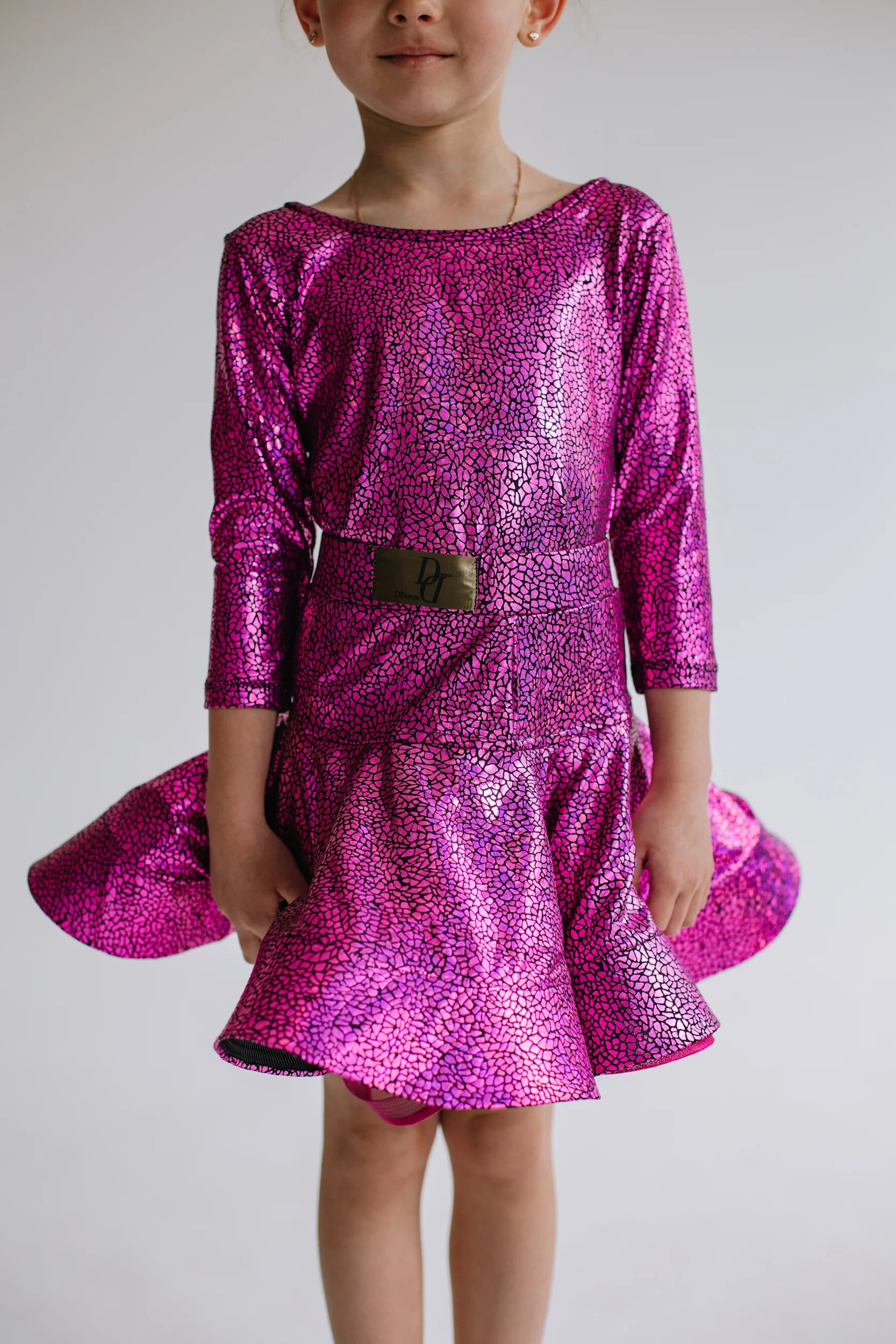 Kinder Latein Tanzkleid „Galaxy Pink“ – Glänzend
