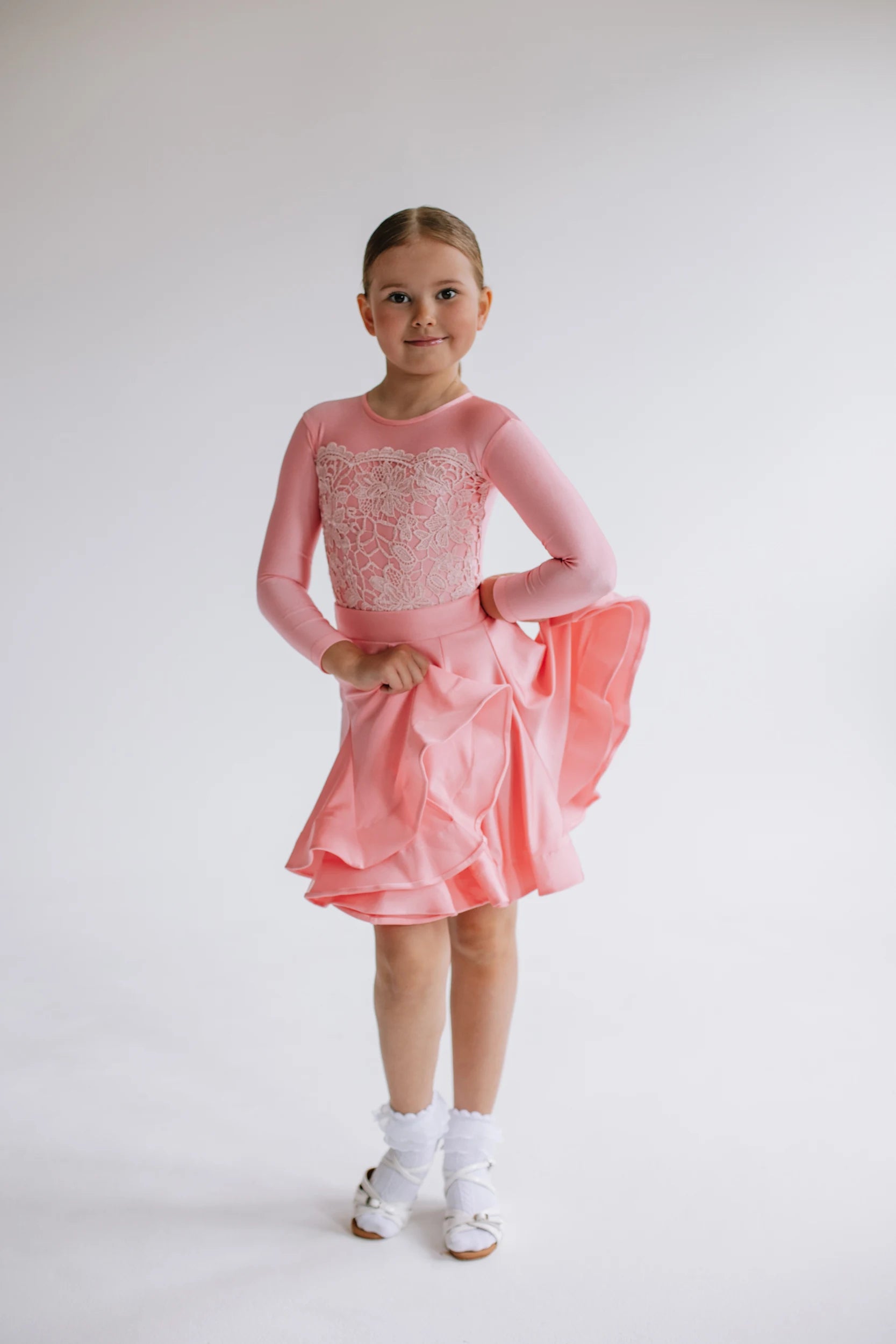 Kinder Latein Tanzkleid „Blossom Lace“ – Rosa