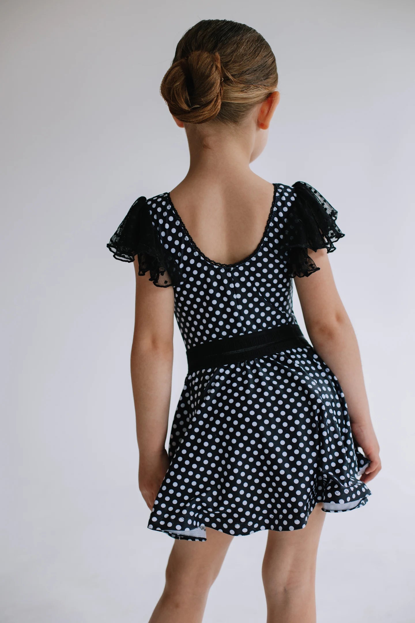 Kinder Latein Tanzkleid „Polka Charm“ – Schwarz Weiß