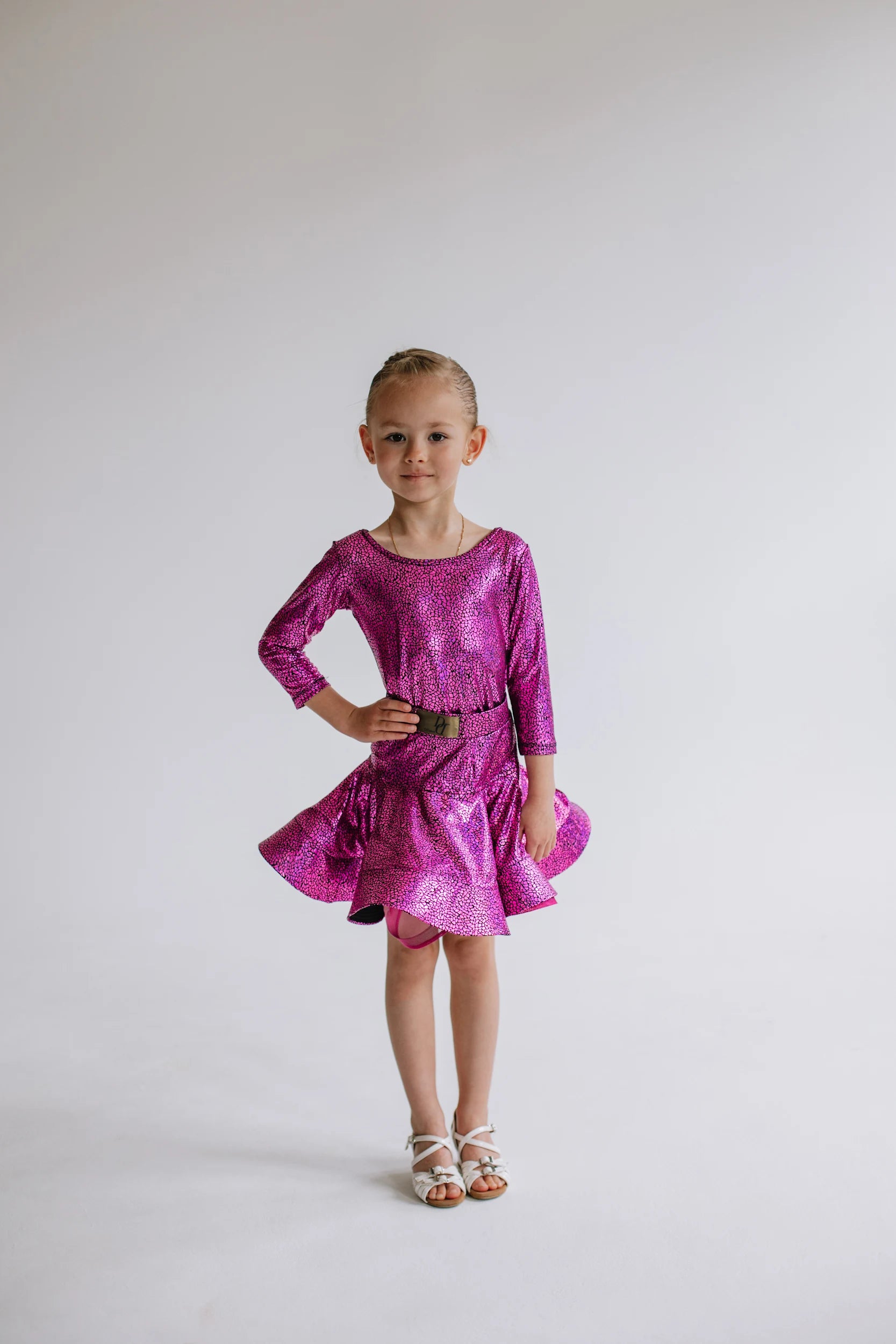 Kinder Latein Tanzkleid „Galaxy Pink“ – Glänzend