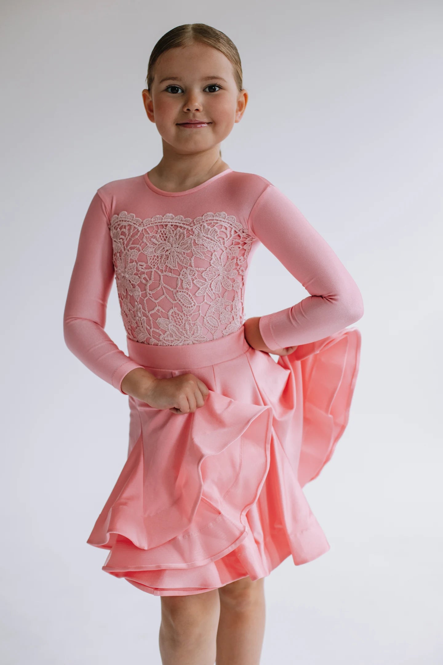Kinder Latein Tanzkleid „Blossom Lace“ – Rosa