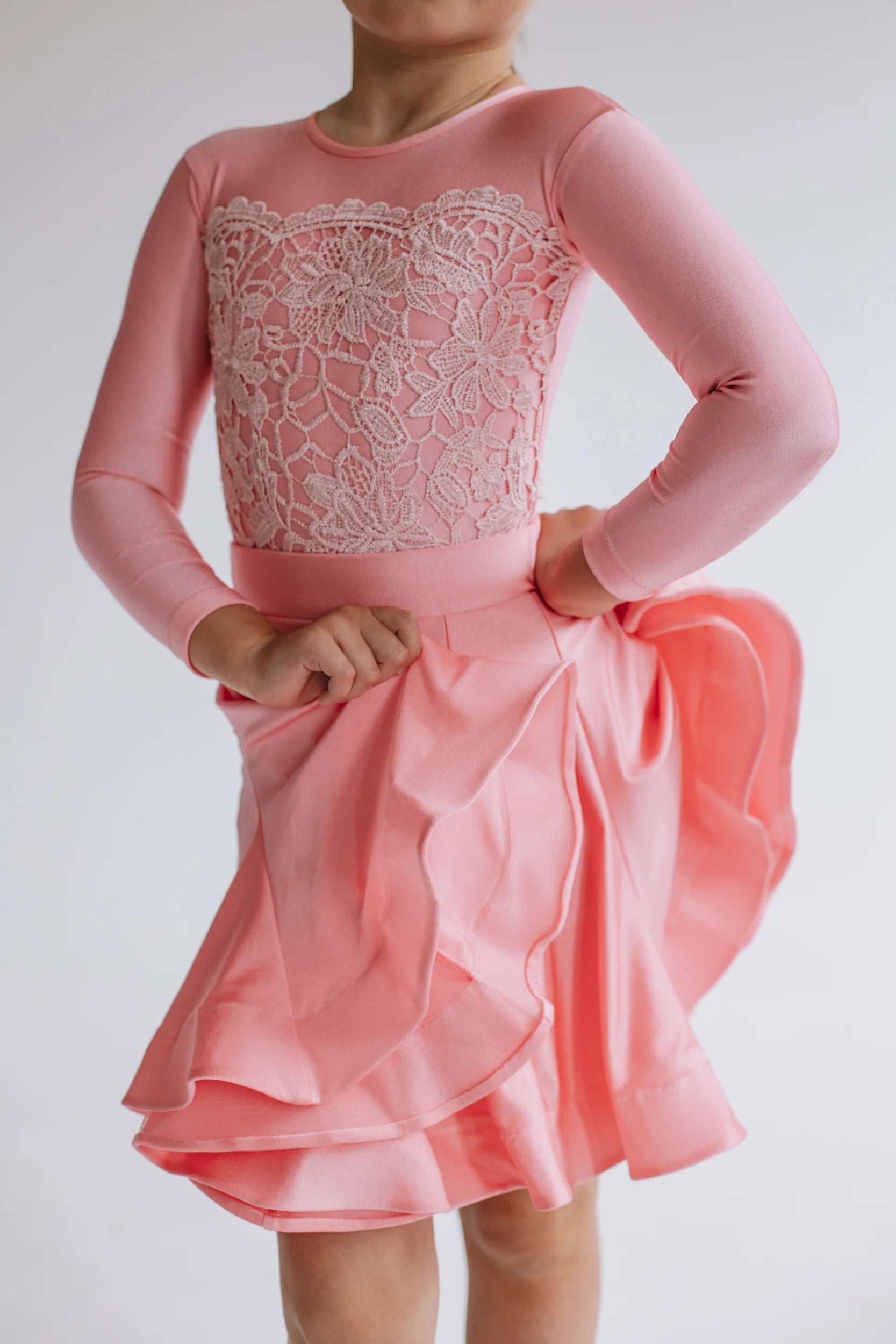 Kinder Latein Tanzkleid „Blossom Lace“ – Rosa